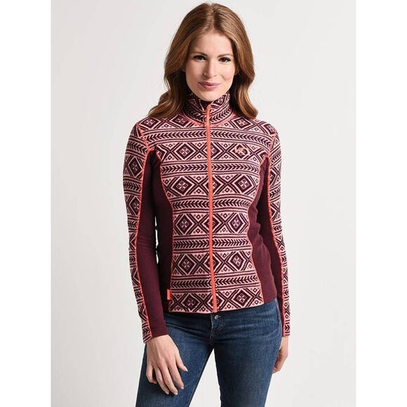 Kari Traa Womens Burgundy Pink Fair Isle Flette Fleece Jacket Small - Picture 1 of 8